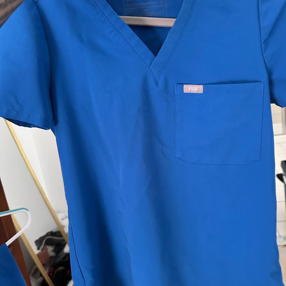 Figs Royal Blue V-Neck Scrub Top
